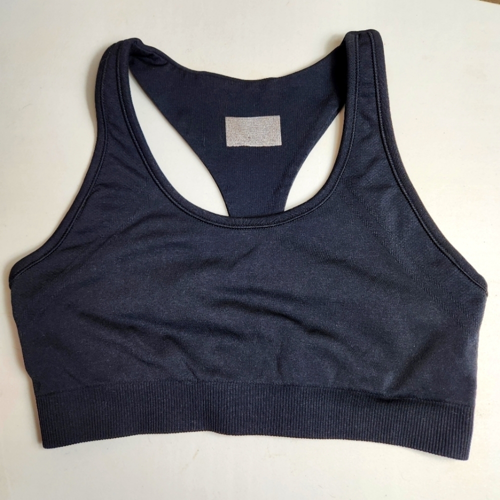 Athleta Womens |S| Black Whats On First Seamless Sports Racerback Bra